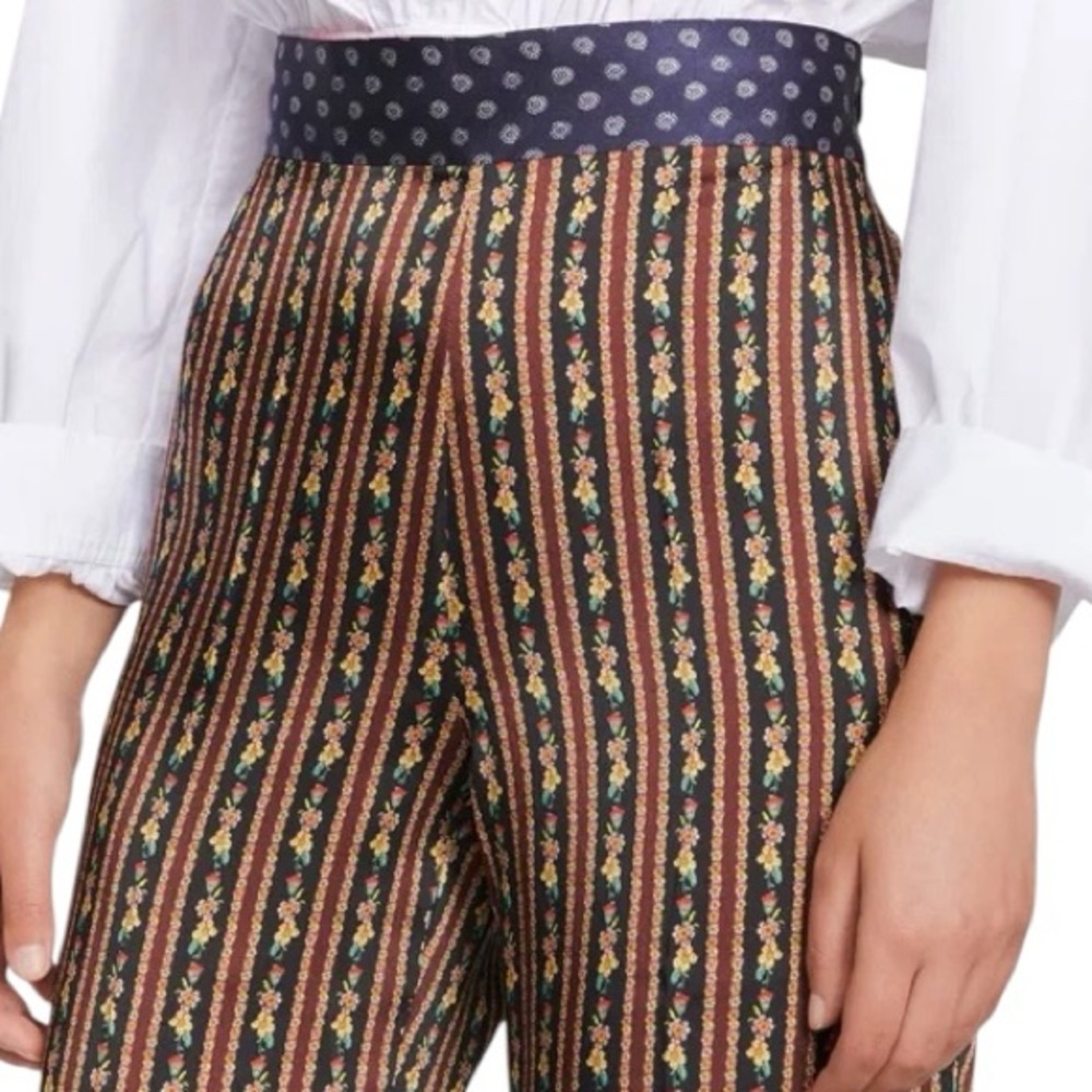 SANDRO Flowing Mixed-Print Wide Leg Trousers - Picture 4 of 9